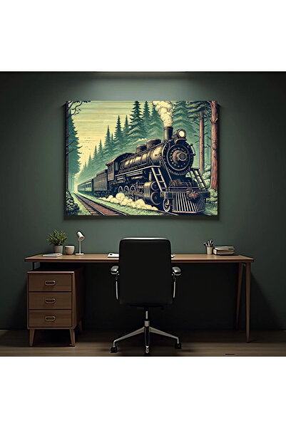 Printees Painting - Landscape with Train - Canvas on frame