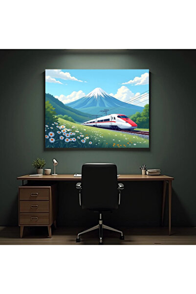 Printees Tablou - Peisaj cu Muntele Fuji și tren