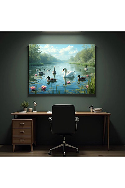 Printees Painting - Swan and ducks