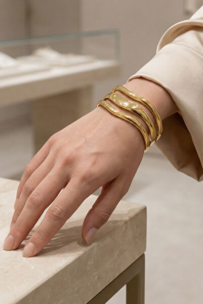 bacc 316L Çelik Kalın Kelepçe Bileklik Kadın Bilezik Ayarlanabilir Kelepçe BC...