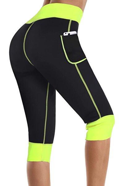 Sport LANCS Women's Neoprene Capri Running Pants with Pocket for Weight Loss ...