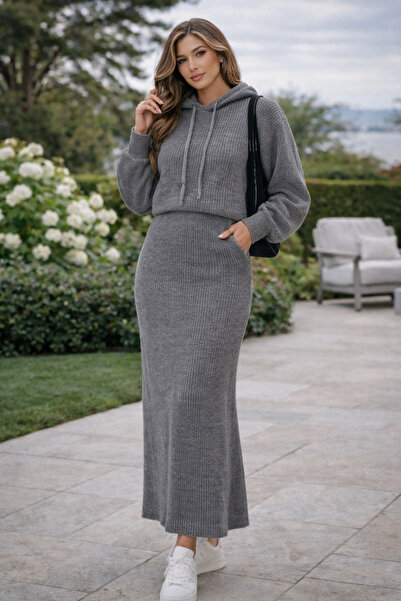 DOQU MILANO KAPÜŞÖNLÜ KADIN FİTİLLİ ELBİSE