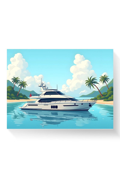 Printees Tablou - Un yacht în golf - Canvas pe șasiu