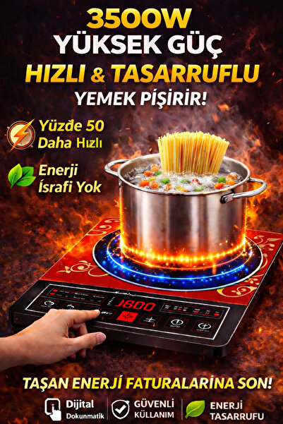 shop 3500W Ultra Hızlı Pişirici Ocak | Tüm Tencerelerle Uyumlu | Dijital Doku...