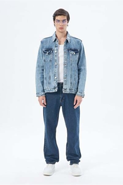 Store Men's Dark Blue Baggy Fit Denim Pants 100% Cotton Loose Fit Jeans