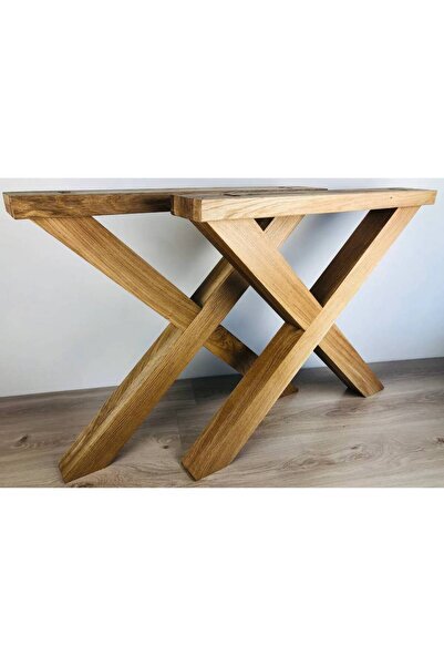 Denla قاعدة طاولة قهوة بتصميم X من الخشب الصلب بنسبة 100% - 60x60 سم