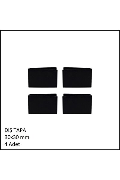 Adilon Plastik Dış Tapa, Profil Tapası, Kare, Siyah, 30x30 mm (4 Adet)