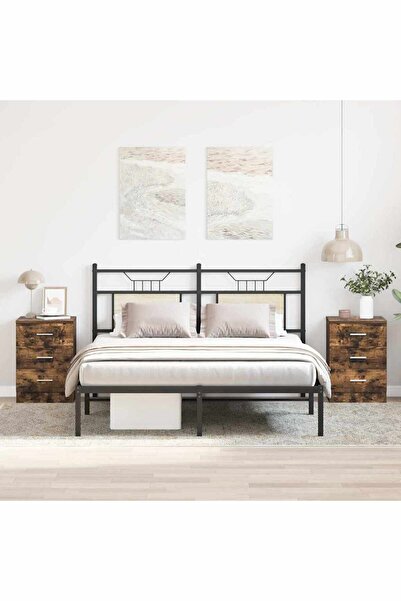 vidaxl Bedside Cabinets 2 pcs Smoked Oak 38x35x56 cm Engineered Wood