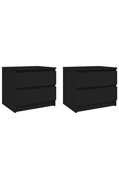 vidaxl Bed Cabinets 2 pcs Black 50x39x43.5 cm Engineered Wood