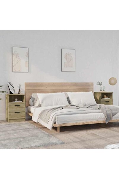 vidaxl خزائن جانبية للسرير، قطعتان، خشب سونوما أوك المصنّع