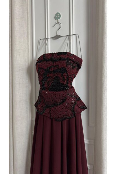 ZAYNAFASHIONSA Maroon Royal Evening Dress