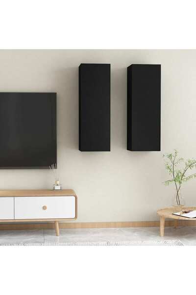 vidaxl TV Cabinets 2 pcs Black 30.5x30x90 cm Engineered Wood