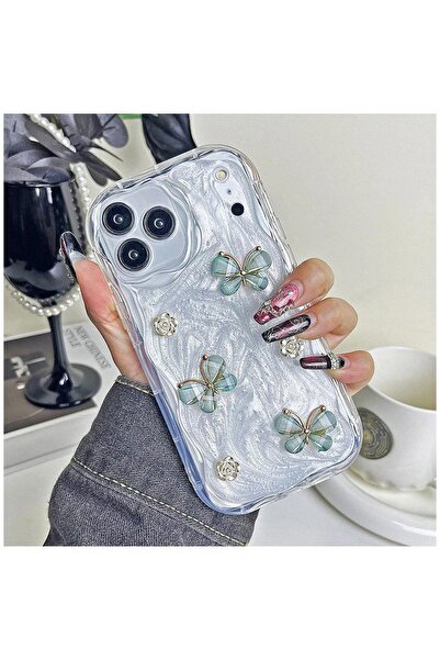 Zebana Apple iPhone 17 Pro Max Uyumlu Kılıf Floral Silikon Kılıf Yeşil