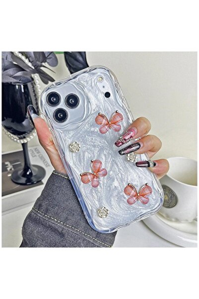 Pro Aksesuar iPhone 17 Pro Compatible Case Butterfly Floral Silicone Case Ros...