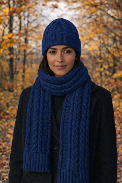 laviyonsa Knitted Detailed Women's Scarf & Beanie 2-Piece Gift Set