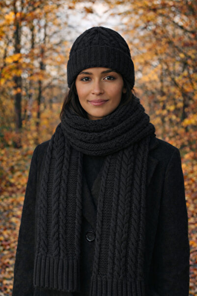 laviyonsa Knitted Detailed Women's Scarf & Beanie 2-Piece Gift Set