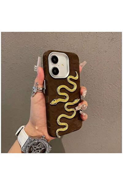 Zebana iPhone 17 Compatible Case Serpent Velvet Fabric Case Brown