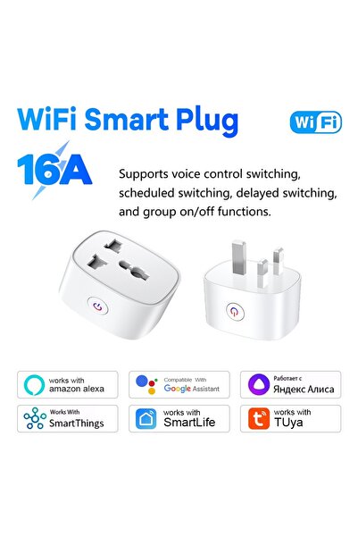 Verci Tuya WiFi Smart Plug 16A Universal Socket with Energy Monitor Timer Ale...