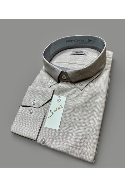 SMAK BÜYÜK BEDEN (4XL-5XL) UZUN KOL,PAMUKLU,TEK CEPLİ,BABA GÖMLEĞİ.BEJ RENGİ