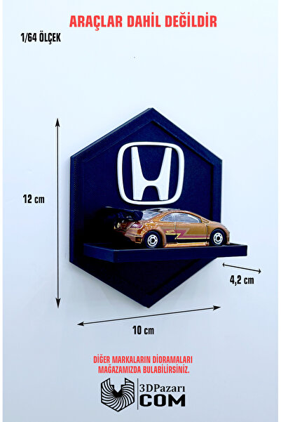 Butik 1/64 Ölçekli Araç Sergileme Rafı Petek Şeklinde Honda Tasarımlı 3D Baskı