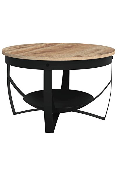 vidaxl طاولة قهوة بقطر 68 سم وارتفاع 43 سم، مصنوعة من خشب المانجو الخام