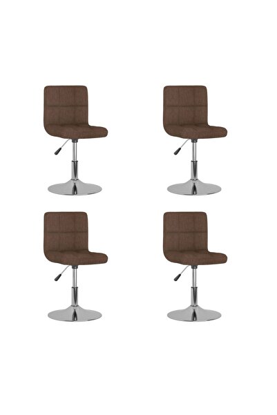 vidaxl 4 كراسي طعام دوارة من القماش البني