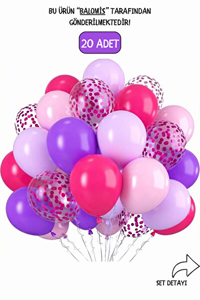 BALOMİS Mor Pembe Tonlu Makaron ve Şeffaf Konsept Balon Seti 11 İnç