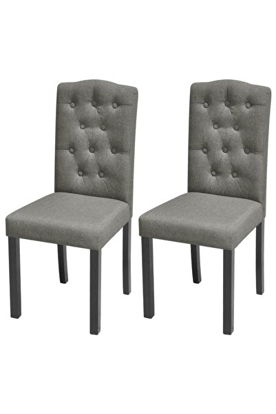 vidaxl 2 Dining Chairs Fabric Upholstery Dark Grey