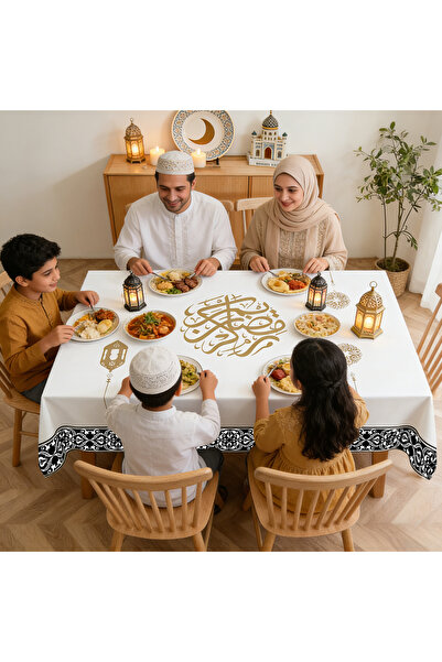 Pomefar Ramadan Decorations for Home, 220x130cm Eid Mubarak Tablecloth,Dining...