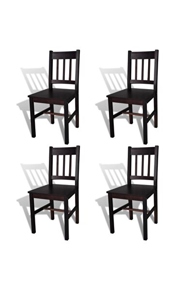 vidaxl Dining Chairs 4 pcs Dark Brown Pinewood