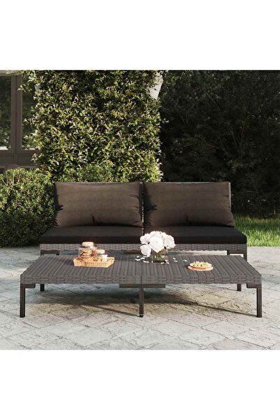 vidaxl كنبتان للحديقة مع وسائد، نصف دائرية، مصنوعة من البولي راتان