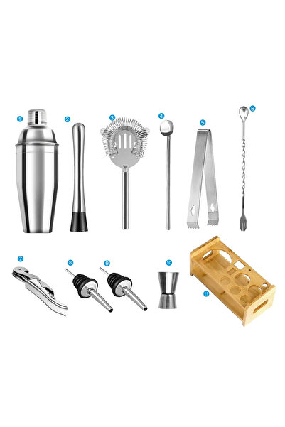 Choice9 طقم خلط كوكتيل من الفولاذ المقاوم للصدأ، سعة 750 مل، مكون من 11 قطعة ...