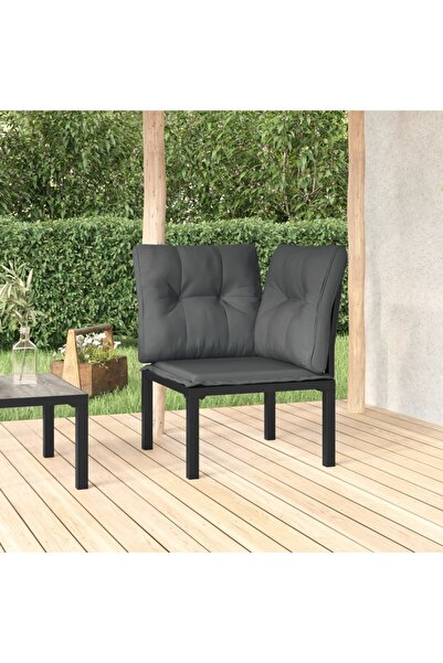 vidaxl كرسي ركن للحديقة مع وسائد، مصنوع من خشب الروطان الصناعي باللونين الأسو...