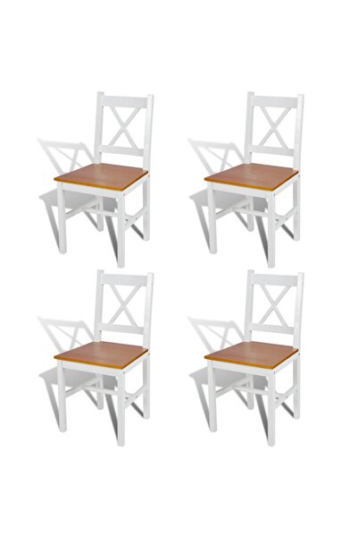 vidaxl Dining Chairs 4 pcs White Pinewood