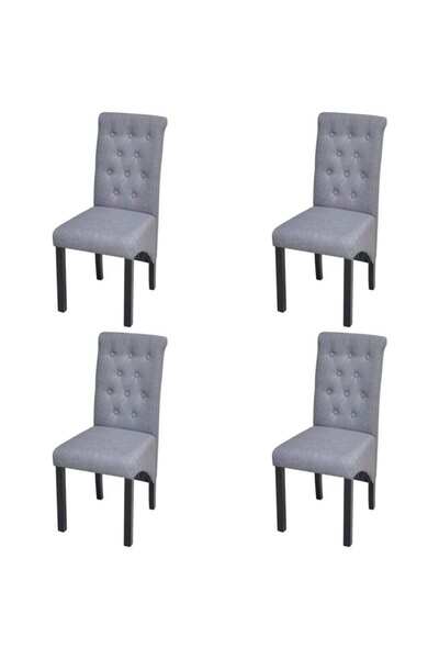 vidaxl أربعة كراسي طعام، تنجيد قماشي، لون رمادي داكن، ارتفاع