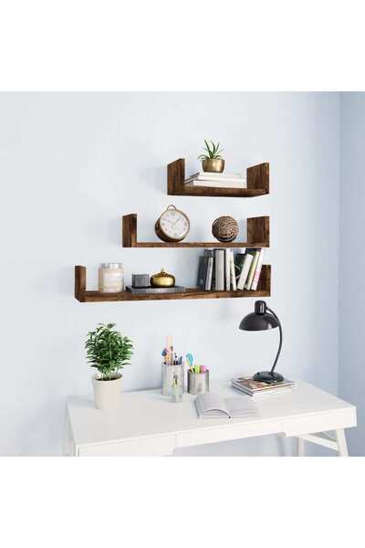 vidaxl Wall Display Shelves 3 pcs Smoked Oak Engineered Wood