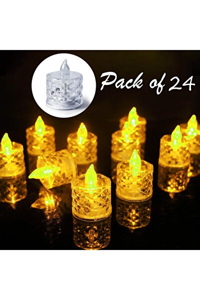 Yoawllty Ramadan Lights Decorations, 24Pcs LED Tea Light Candles Lights, Flam...