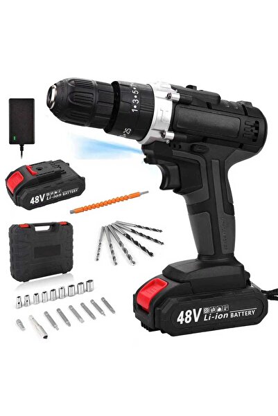 Waite Payging طقم مثقاب كهربائي لاسلكي 48 فولت - 25+3 إعدادات لعزم الدوران، س...