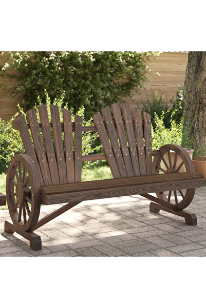 vidaxl Garden Adirondack Chair 2-Seater Solid Wood Fir