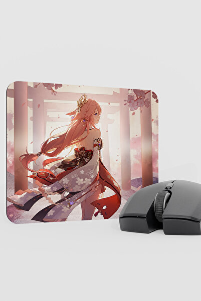 mousepad bastir Yae Miko Genshin Impact Anime Gacha V2 - 22X18 Gaming Mouse P...