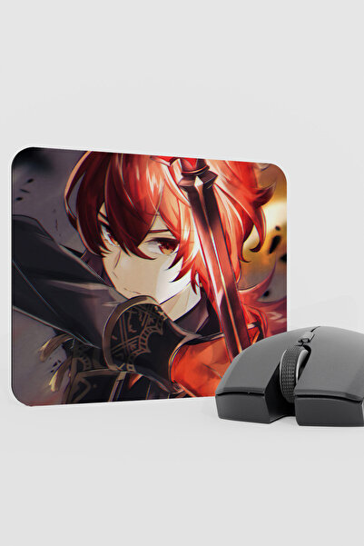 mousepad bastir Diluc Genshin Impact Anime Gacha V4 - 22X18 Gaming Mouse Pad ...