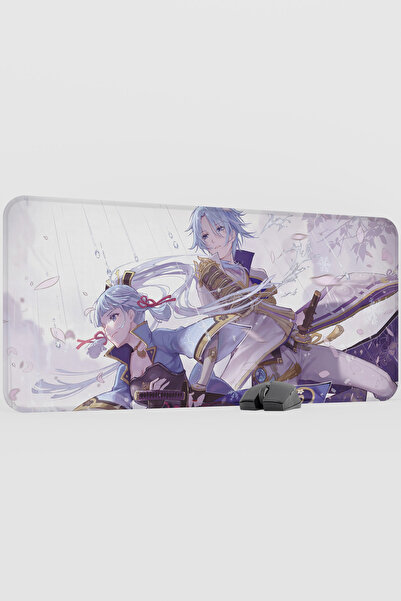 mousepad bastir لوحة ماوس ألعاب Ayato Genshin Impact Anime Gacha V5 - 90x40 XXL