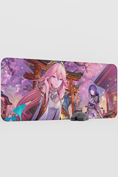 mousepad bastir Yae Miko Genshin Impact Anime Gacha V1 - 90X40 XXL Gaming Mou...