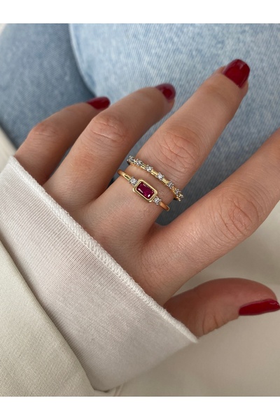 Pinery Jewels Limited Edition - Zirkon Taşlı Alttan Ayarlamalı Kadın Yüzük