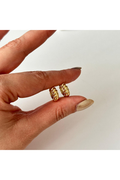 Ma.re accessories Gold Minik Kalın Halka Formda Çelik Küpe