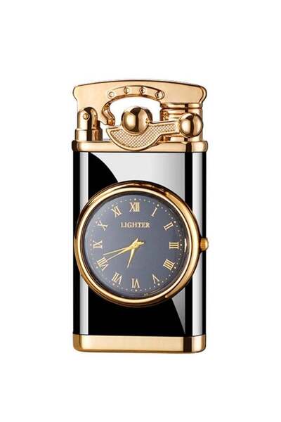 Generic ولاعة أنيقة ومبتكرة مقاومة للرياح مزودة بساعة للرجال. لون عشوائي (بدو...