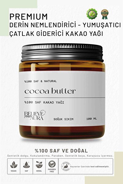 Believe Your Aura Kakao Yağı - %100 Saf ve Doğal Nemlendirici Çatlak Giderici...