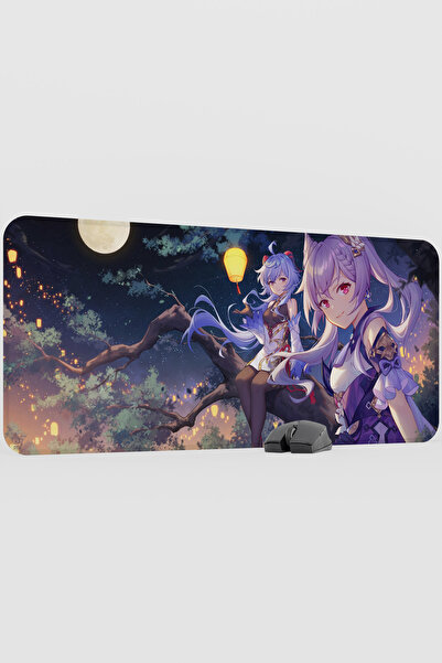 mousepad bastir لوحة ماوس ألعاب Keqing Genshin Impact Anime Gacha V4 - 90x40 XXL
