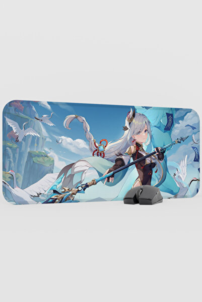 mousepad bastir Shenhe Genshin Impact Anime Gacha V5 - 70X30 XL Gaming Mouse ...