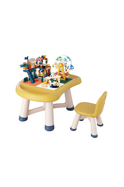 Hibobi Premium Store-Style Kids Mushroom Block Table and Chair with Lego Bloc...